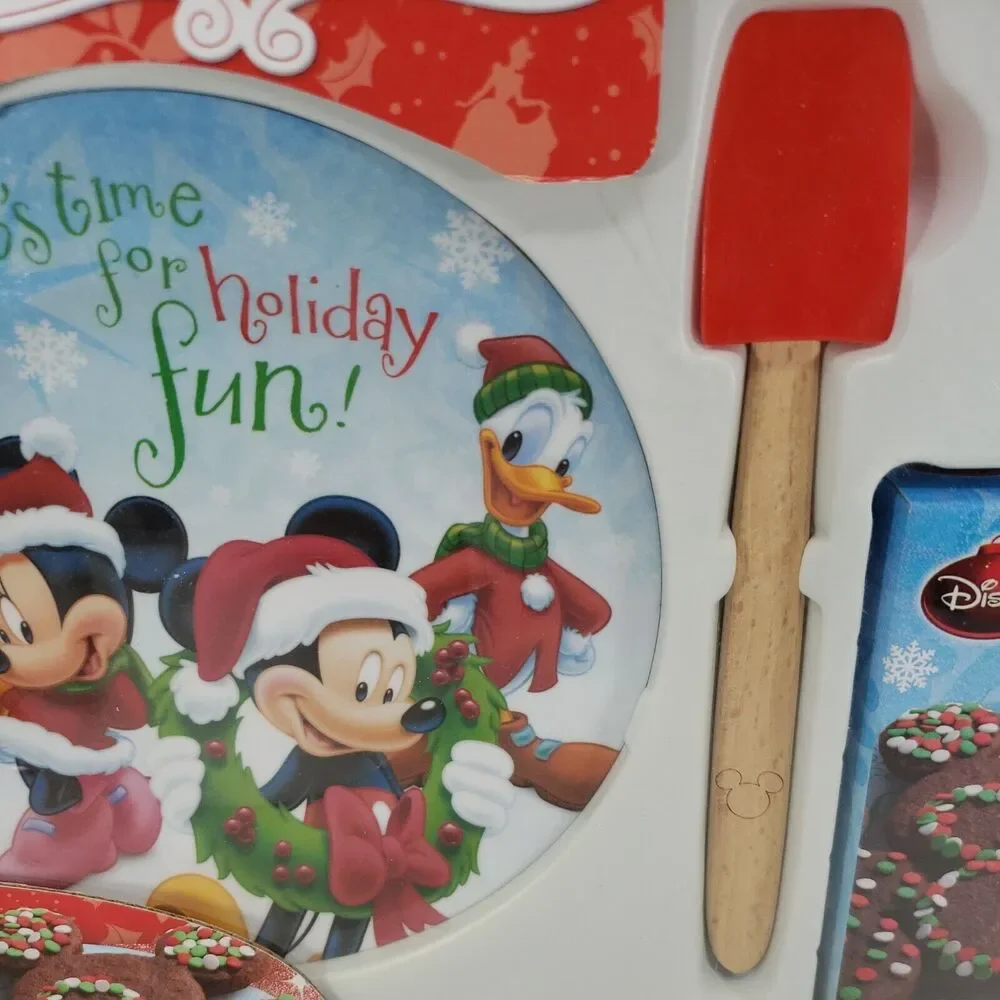 Disney Cookies for Santa Kit Decorative Plate Mickey Cutter Spatula DO NOT EAT